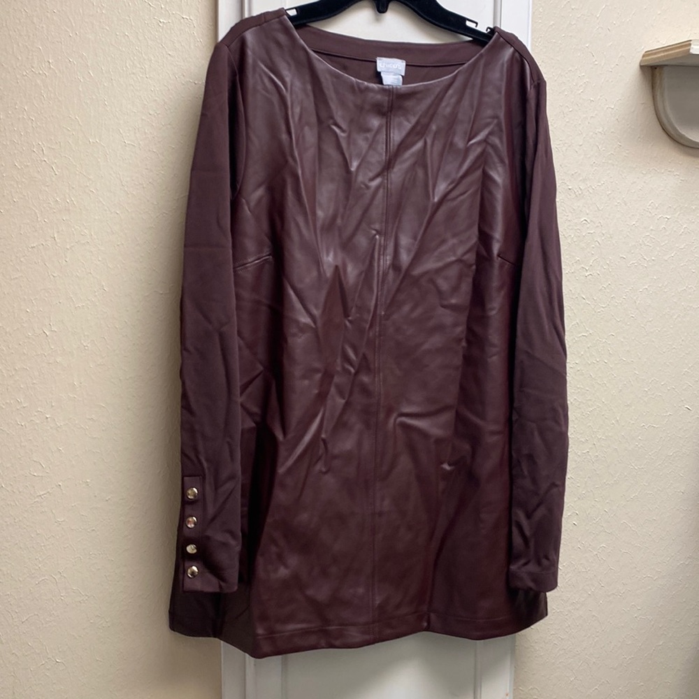 Brown leather blouse